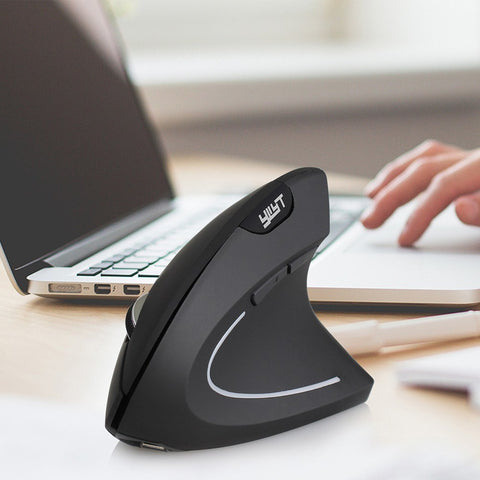 YWYT 2.4G Wireless Rechargeable Vertical Mouse Ergonomic Upright Mouse Optical Mouse 3 Adjustable DPI Levels/ Plug&Play Black