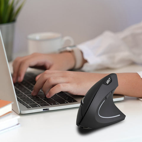 YWYT 2.4G Wireless Rechargeable Vertical Mouse Ergonomic Upright Mouse Optical Mouse 3 Adjustable DPI Levels/ Plug&Play Black