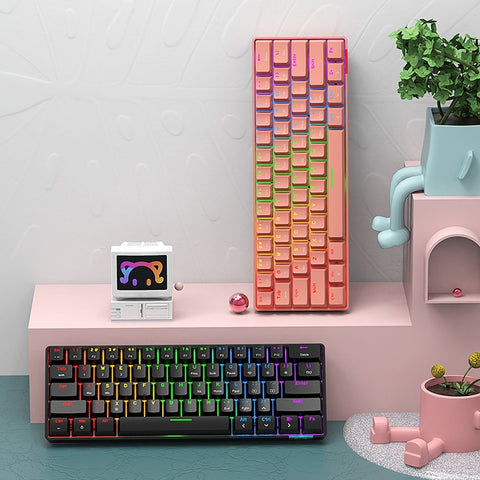 Daidai STK61 BT&Wired Dual-mode Mechanical Keyboard 61 Keys Mixed Light Gaming Office Mechanical Keyboard White (Blue Switches)