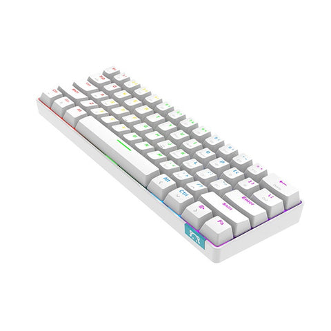 Daidai STK61 BT&Wired Dual-mode Mechanical Keyboard 61 Keys Mixed Light Gaming Office Mechanical Keyboard White (Blue Switches)