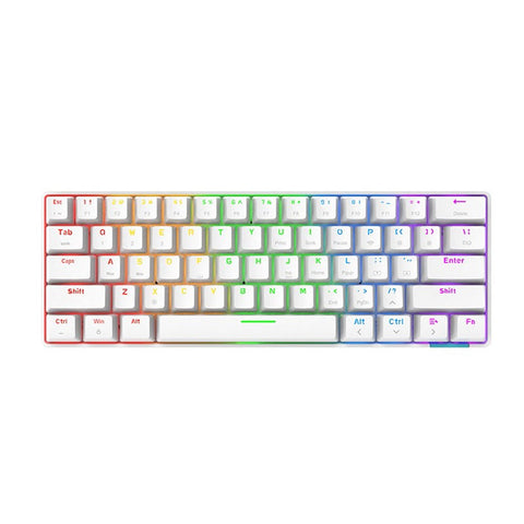 Daidai STK61 BT&Wired Dual-mode Mechanical Keyboard 61 Keys Mixed Light Gaming Office Mechanical Keyboard White (Blue Switches)