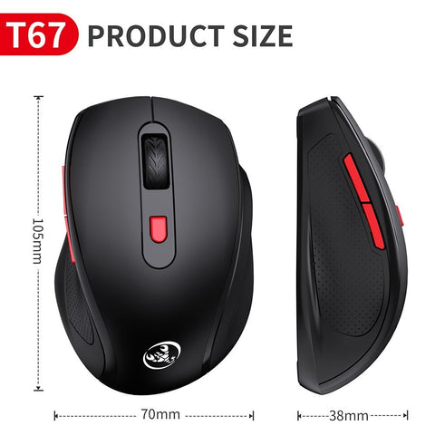 HXSJ T67 BT3.0/BT5.0 Wireless Mouse 6 Keys Mute Office Gaming Mouse Ergonomic Mice with 3-level Adjustable DPI for PC Laptop