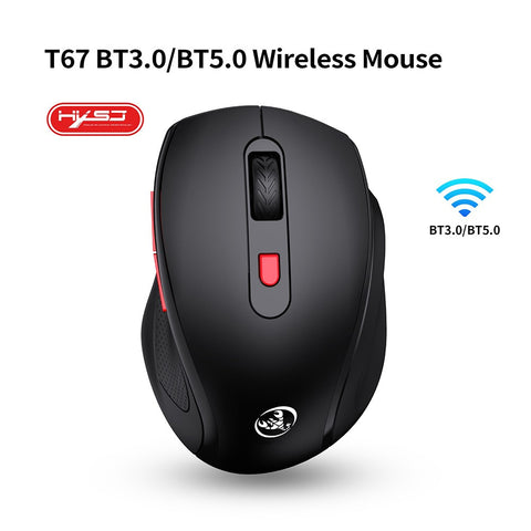 HXSJ T67 BT3.0/BT5.0 Wireless Mouse 6 Keys Mute Office Gaming Mouse Ergonomic Mice with 3-level Adjustable DPI for PC Laptop