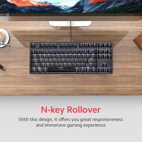RGB Backlit Mechanical Keyboard N-key Rollover/ Blue Switch/ Macro Recording Keys/ Detachable Frame/ 10 PBT Keycaps Black