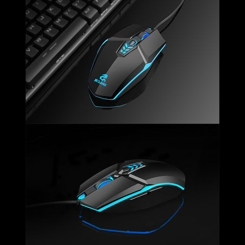 JM-518 6D Wired Gaming Mouse E-sports Gaming Mouse Ergonomic Mice with 4 Adjustable DPI 4-color Breathing Light Plug&Play
