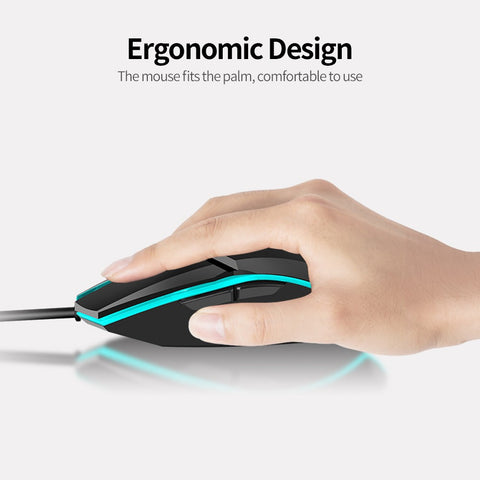 JM-518 6D Wired Gaming Mouse E-sports Gaming Mouse Ergonomic Mice with 4 Adjustable DPI 4-color Breathing Light Plug&Play