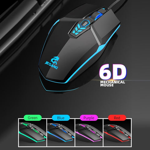 JM-518 6D Wired Gaming Mouse E-sports Gaming Mouse Ergonomic Mice with 4 Adjustable DPI 4-color Breathing Light Plug&Play