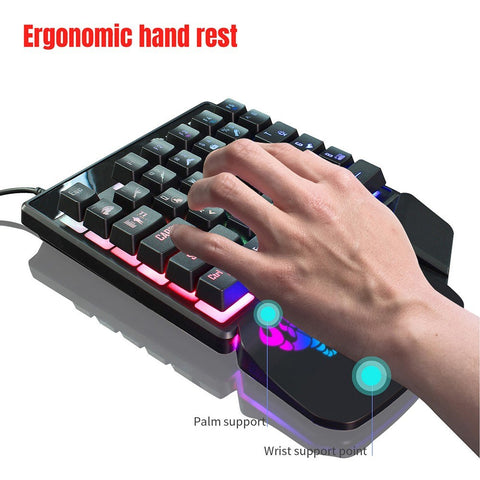 HXSJ Wired Keyboard and Mouse Combo V400 35 Keys Single-hand Gaming Keyboard+A904 RGB Gaming Mouse Set for PC Laptop