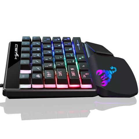 HXSJ Wired Keyboard and Mouse Combo V400 35 Keys Single-hand Gaming Keyboard+A904 RGB Gaming Mouse Set for PC Laptop