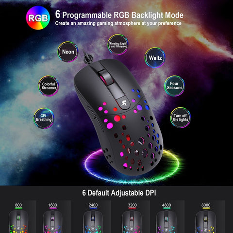 HXSJ Wired Keyboard and Mouse Combo V400 35 Keys Single-hand Gaming Keyboard+A904 RGB Gaming Mouse Set for PC Laptop