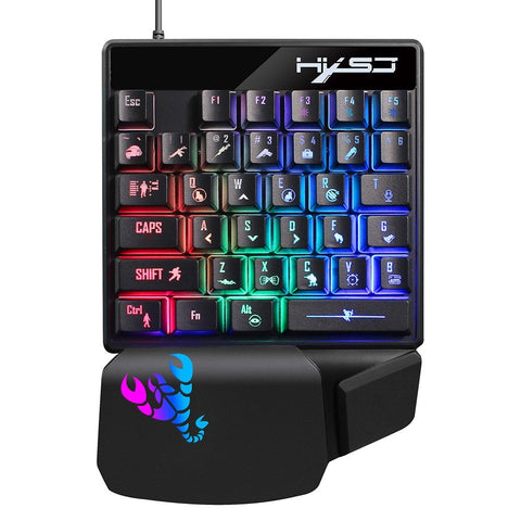 HXSJ Wired Keyboard and Mouse Combo V400 35 Keys Single-hand Gaming Keyboard+A904 RGB Gaming Mouse Set for PC Laptop