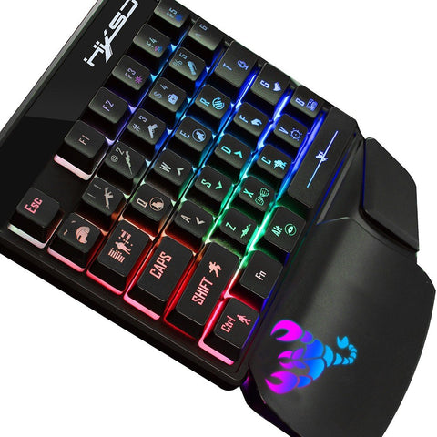 HXSJ Wired Keyboard and Mouse Combo V400 35 Keys Single-hand Gaming Keyboard+A904 RGB Gaming Mouse Set for PC Laptop