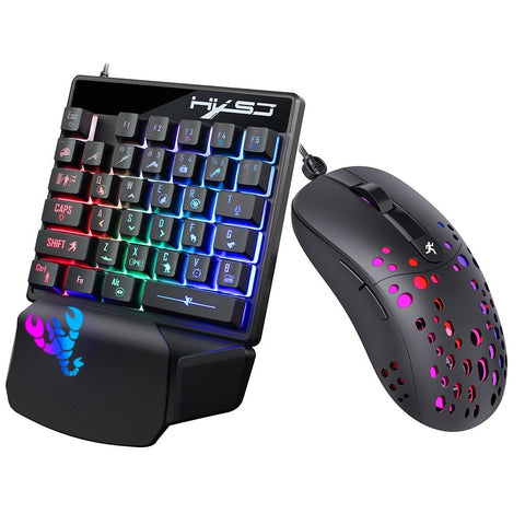 HXSJ Wired Keyboard and Mouse Combo V400 35 Keys Single-hand Gaming Keyboard+A904 RGB Gaming Mouse Set for PC Laptop