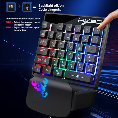 HXSJ Wired Keyboard and Mouse Combo V400 35 Keys Single-hand Gaming Keyboard+A904 RGB Gaming Mouse Set for PC Laptop