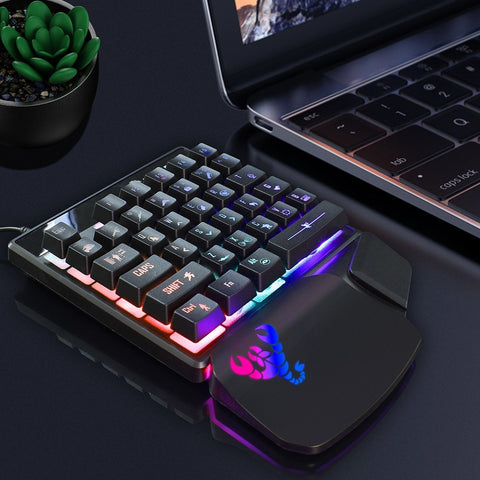 HXSJ Wired Keyboard and Mouse Combo V400 35 Keys Single-hand Gaming Keyboard+A904 RGB Gaming Mouse Set for PC Laptop