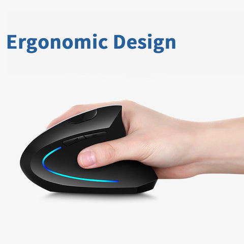 2.4G Wireless Vertical Mouse Rechargeable Upright Ergonomic Mouse 3 Adjustable DPI Levels RGB Flowing Light Plug N Play