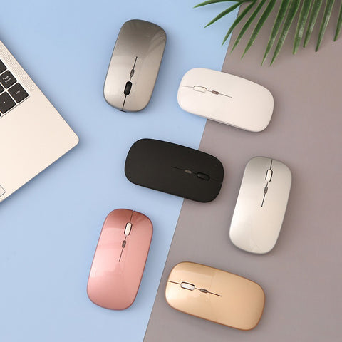 2.4G BT 5.0 Wireless Ergonomic Slim Mouse Less Noise 3 Adjustable DPI Levels Rechargeable Mouse for Laptop, Computer, Black