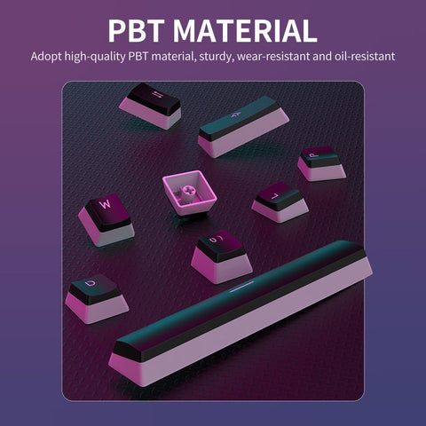 AJAZZ PBT Pudding Keycap 108 Keys PBT Keycap Set with Frosted Hand Feel for Mechanical Keyboard Black(Only Keycaps)