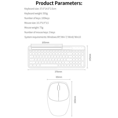 Mofii 2.4G Wireless Keyboard Mouse Combo keyboard and mouse sharing One receiver USB Interface 110 Key Slot Design