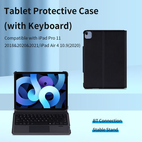 Tablet Protective Case with Wireless BT Keyboard Compatible with iPad Pro 11 2018&2020&2021/iPad Air 4 10.9(2020)