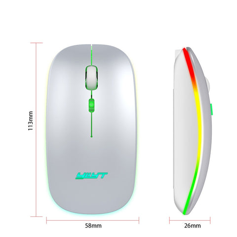 YWYT 2.4G Wireless Mouse Slim Rechargeable Mouse Quiet Operation 3 Adjustable DPI Levels Breathing Light, Black
