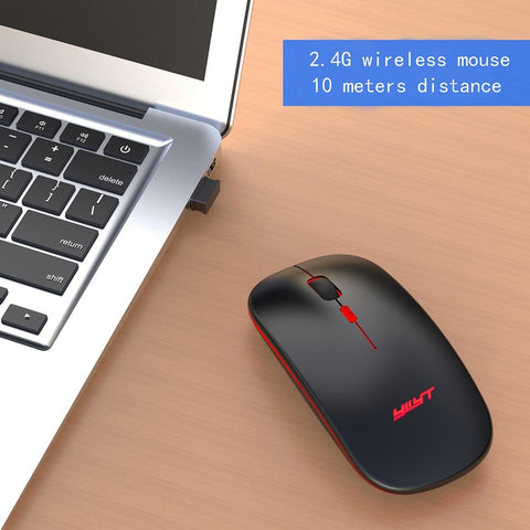 YWYT 2.4G Wireless Mouse Slim Rechargeable Mouse Quiet Operation 3 Adjustable DPI Levels Breathing Light, Black