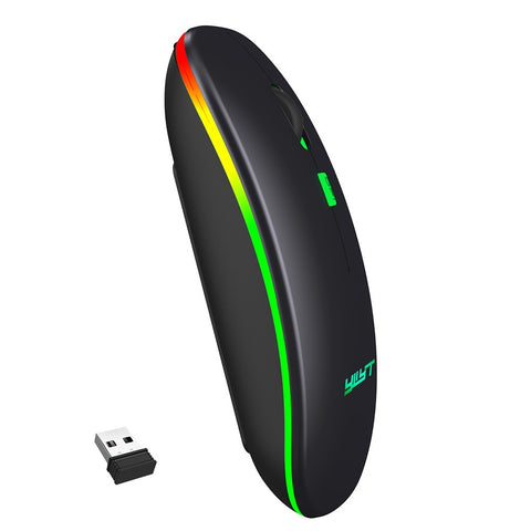 YWYT 2.4G Wireless Mouse Slim Rechargeable Mouse Quiet Operation 3 Adjustable DPI Levels Breathing Light, Black