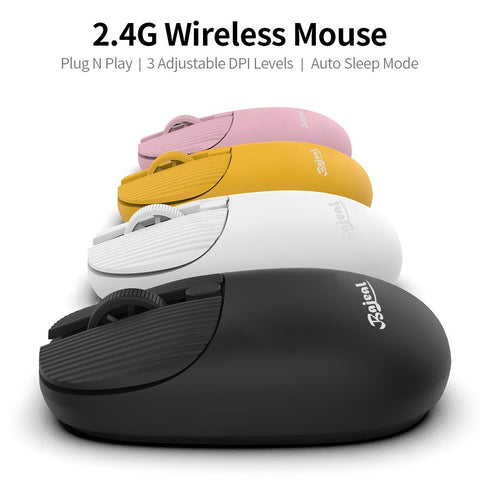 Wireless Mouse with 2.4G Receiver for Laptop Ergonomic Computer Mouse Auto Sleep Mode Plug N Play 3 Adjustable DPI Levels, Yellow