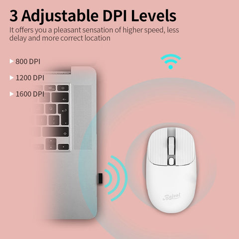 Wireless Mouse with 2.4G Receiver for Laptop Ergonomic Computer Mouse Auto Sleep Mode Plug N Play 3 Adjustable DPI Levels, Yellow