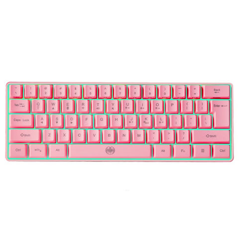 61 Keys Wireless Keyboard BT+2.4G Dual-mode Keyboard with RGB Backlight Effect ABS Two-color Injection Molding keycap Pink