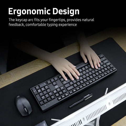 FUDE EK785 2.4G Wireless Keyboard Mouse Combo Portable Keyboard and Mouse Set Plug&Play Wide Compatibility for Office Game