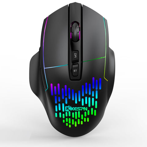 Wireless Mouse Rechargeable Triple-Mode Mouse (BT5.0&BT3.0&2.4G) Breathing Light 3 Adjustable DPI Levels Plug N Play, Black