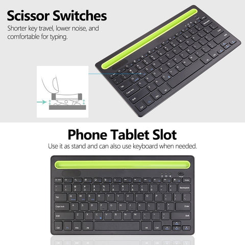 BT 3.0 Keyboard Wireless Rechargeable 78-key Keyboard with Phone Tablet Slot Scissor Switch Auto Sleep Mode