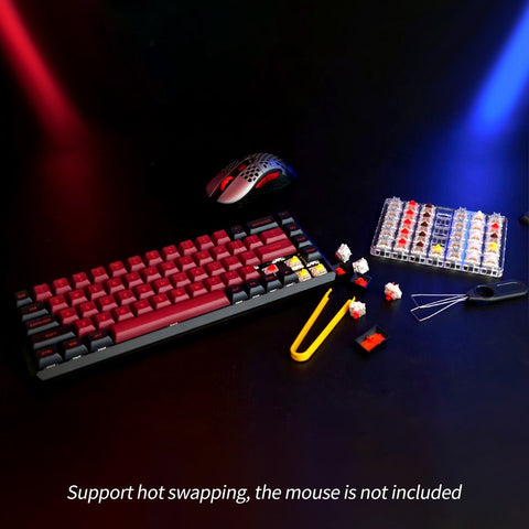 Darmoshark K5 Wired+2.4G Wireless Dual-mode Mechanical Keyboard 68 Keys RGB Keyboard with Gateron GPro Red Switches Red+Black