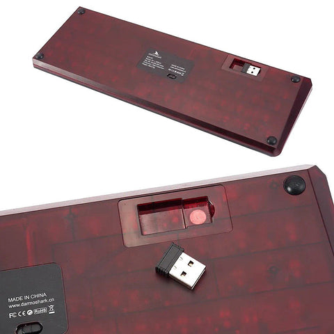 Darmoshark K5 Wired+2.4G Wireless Dual-mode Mechanical Keyboard 68 Keys RGB Keyboard with Gateron GPro Red Switches Red+Black