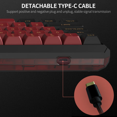 Darmoshark K5 Wired+2.4G Wireless Dual-mode Mechanical Keyboard 68 Keys RGB Keyboard with Gateron GPro Red Switches Red+Black