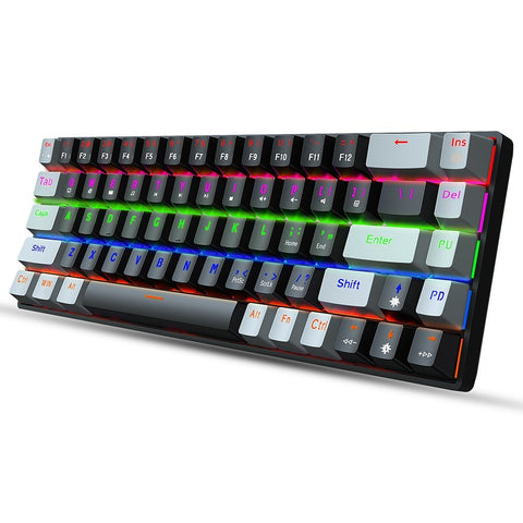 HXSJ V800 Wired Mechanical Keyboard 68 Keys RGB Gaming Keyboard with Detachable Type-C Cable ABS Keycap Black(Blue Switches)