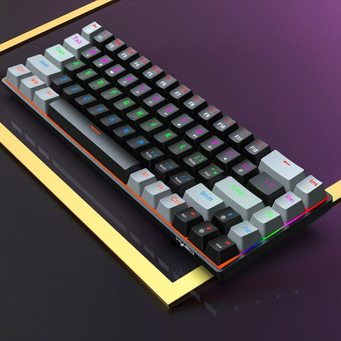 HXSJ V800 Wired Mechanical Keyboard 68 Keys RGB Gaming Keyboard with Detachable Type-C Cable ABS Keycap Black(Blue Switches)