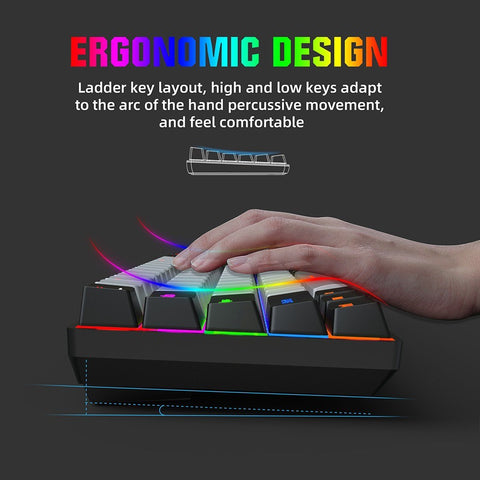 HXSJ V800 Wired Mechanical Keyboard 68 Keys RGB Gaming Keyboard with Detachable Type-C Cable ABS Keycap Black(Blue Switches)