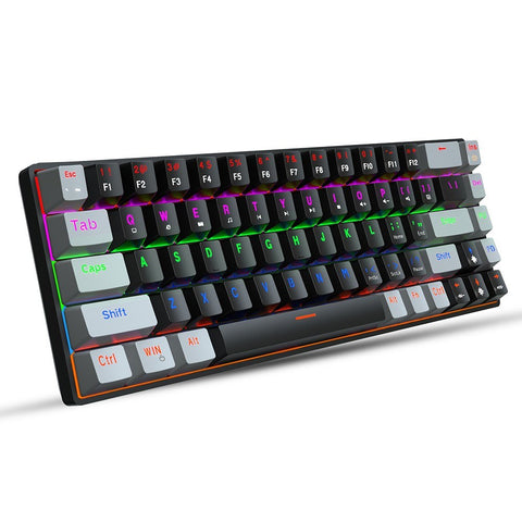 HXSJ V800 Wired Mechanical Keyboard 68 Keys RGB Gaming Keyboard with Detachable Type-C Cable ABS Keycap Black(Blue Switches)