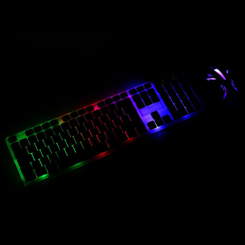 USB Wired Spanish Keyboard Mouse Combo 105 Keys Backlight Keyboard Ergonomic Mouse Kit with Suspended Keycaps Plug and Play