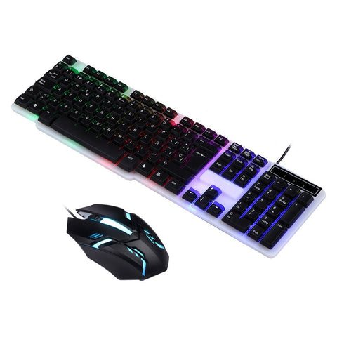 USB Wired Spanish Keyboard Mouse Combo 105 Keys Backlight Keyboard Ergonomic Mouse Kit with Suspended Keycaps Plug and Play