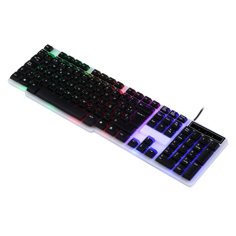 USB Wired Spanish Keyboard Mouse Combo 105 Keys Backlight Keyboard Ergonomic Mouse Kit with Suspended Keycaps Plug and Play
