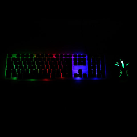 USB Wired Spanish Keyboard Mouse Combo 105 Keys Backlight Keyboard Ergonomic Mouse Kit with Suspended Keycaps Plug and Play