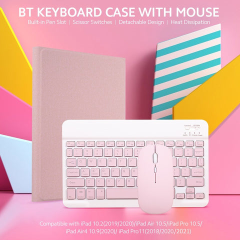 Detachable BT Keyboard Case+Mouse Pen Slot Heat Dissipation Compatible with iPad Air4 10.9(2020)/Pro11(2018/2020/2021), Dark Green