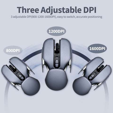 2.4G Wireless Mouse Ergonomic Office Mouse 10m Transmission Distance 3-level Adjustable DPI Plug and Play for PC Laptop Black