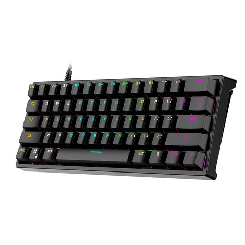BAJEAL G101 61 Keys Wired Mechanical Keyboard RGB Backlight Keyboard PBT Two-color Injection Keycap Mechanical Blue Switch Black