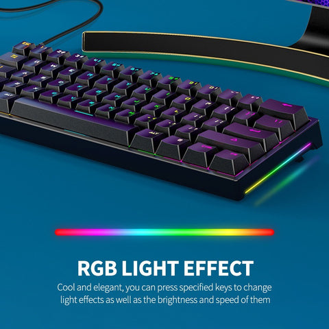 BAJEAL G101 61 Keys Wired Mechanical Keyboard RGB Backlight Keyboard PBT Two-color Injection Keycap Mechanical Blue Switch Black