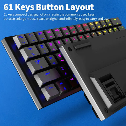 Magic-Refiner MK28 Three-mode Mechanical Keyboard 61 Keys RGB Keyboard Support BT5.0/2.4G/USB Wired Connection Red Switches Black
