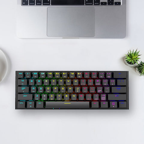 Magic-Refiner MK28 Three-mode Mechanical Keyboard 61 Keys RGB Keyboard Support BT5.0/2.4G/USB Wired Connection Red Switches Black